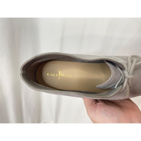 Cole Hann Womens 8.5 Halley Chukka Boots Grey Leather and Brown Wedge Lace Ankle - Picture 9 of 12